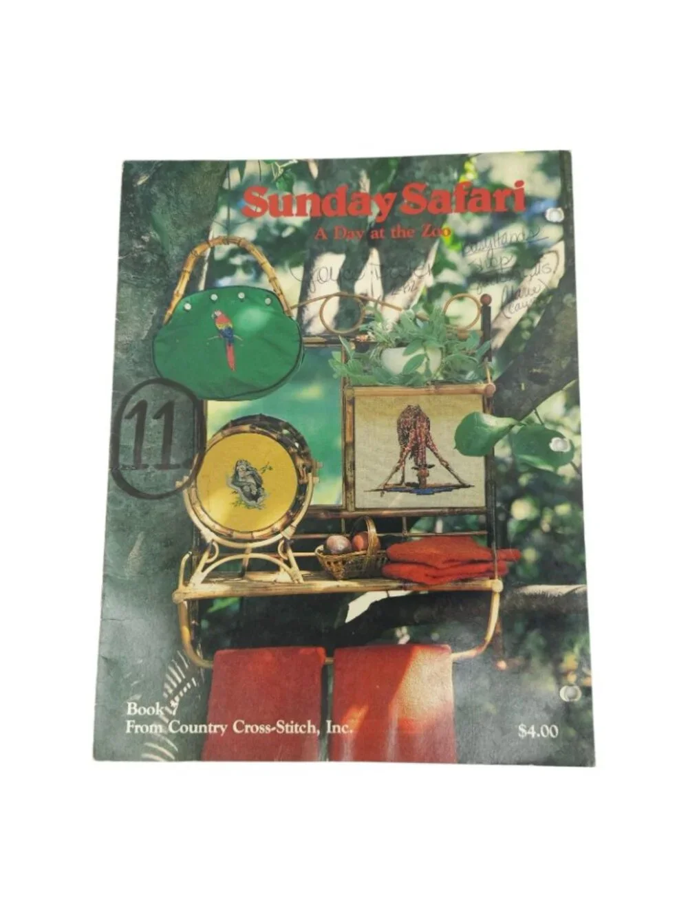Cross Stitch Pattern Booklets Vintage Lot of 4 Animal Safari Cat Needlepoint DIY